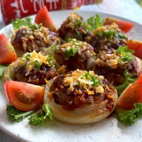 とんちんさんの料理 牛だしハンバーグ玉ねぎ詰め詰め