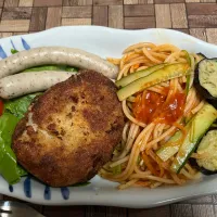 大豆のお肉入りコロッケと冷製パスタ|kittykittyさん