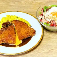 コルドンブルーカレーと水菜のシーザーサラダ| じいちゃんさん