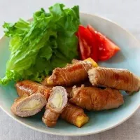 さつまいもの照り肉巻き
