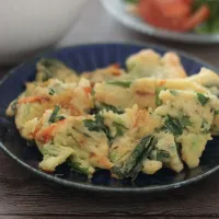 大豆粉と米粉で小松菜のチヂミ|ちいさなしあわせキッチンさん