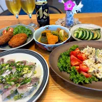 ポテサラ　鯵寿司　etc|じゅんさんさん
