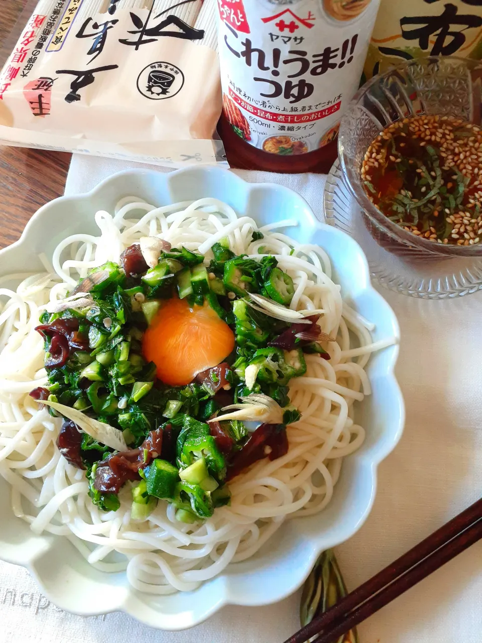 五島うどんでネバネバ冷やして麺🎶|fumfumさん