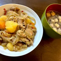 肉じゃがとミョウガのすまし汁|単身赴任のっちさん