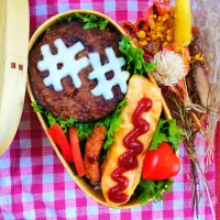 ハンバーグ弁当
　ニ長調ハンバーグ♫
　季節のお野菜
　オムレツ

美味しくできました✨|ふかふかごはんさん