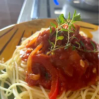 チキンのトマト煮込みパスタ| chieko ♪さん