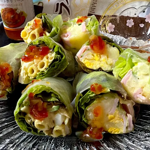 「ライスペーパー」を使ってみたSnapdishの料理・レシピ写真:ポテトサラダ&マカロニサラダ生春巻き✴︎