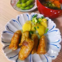 ズッキーニの肉巻き、じゃがいものじゃこあえ|ちゃいさん