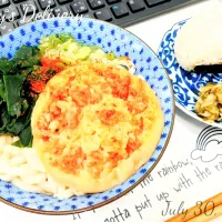 🦐海老かきあげ&ワカメうどん|TakeBooさん