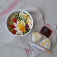 冷製ラーメンサラダのお弁当♡ ﾟ+｡:.ﾟ