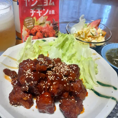 「ヤンニョムチキンの素」を使ってみたSnapdishの料理・レシピ写真:ヤンニョムチキン🎶