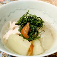 夕顔と鶏ささみの梅スープ|きつねさん