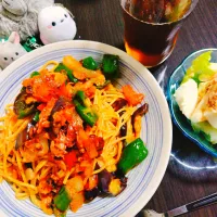 ナポリタン、豆腐とツナのサラダ|サトリさん