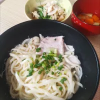 豚肉の塩だれうどん、たらと水菜のだし煮|ちゃいさん