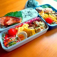 次男・私弁当&おにぎり|tamagomagomagoさん