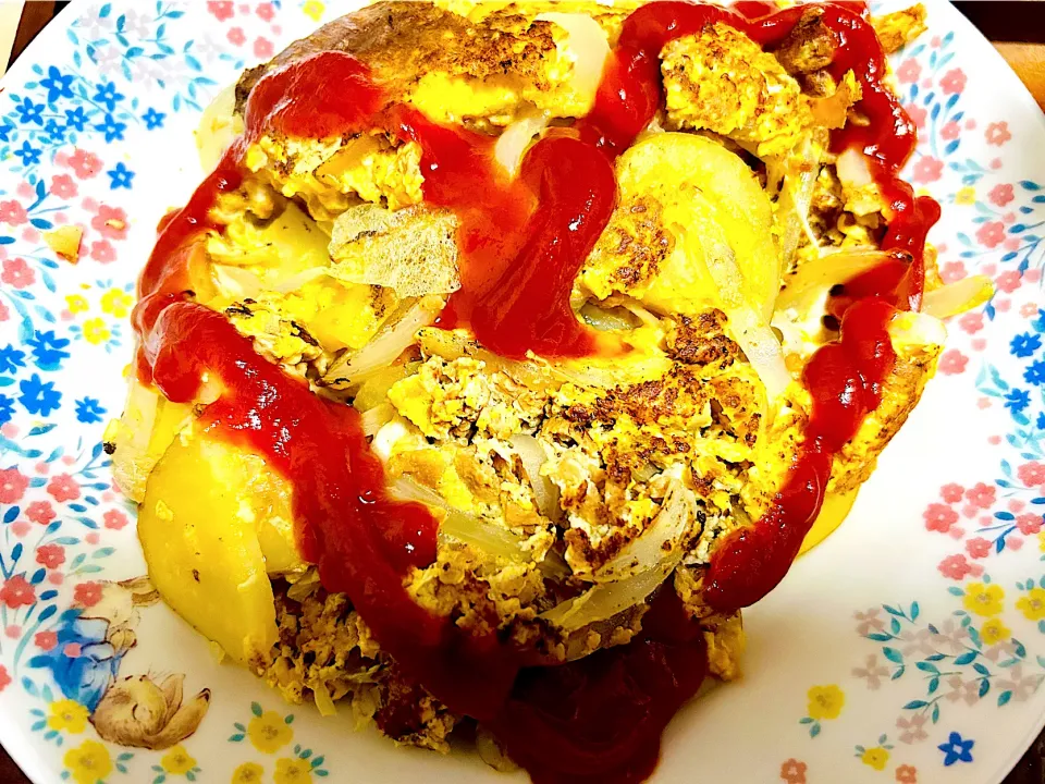 じゃがいもたまねぎたまごと大豆のお肉ミンチでオムレツ|ちな姉＠水ノ智南英さん