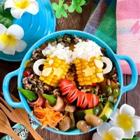 夏のビールガパオライス弁当|Akiyoෆ¨̮⑅さん