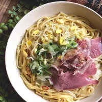 豆もやしナムルと豚タン塩レモンの冷製パスタ|MAPITEEさん