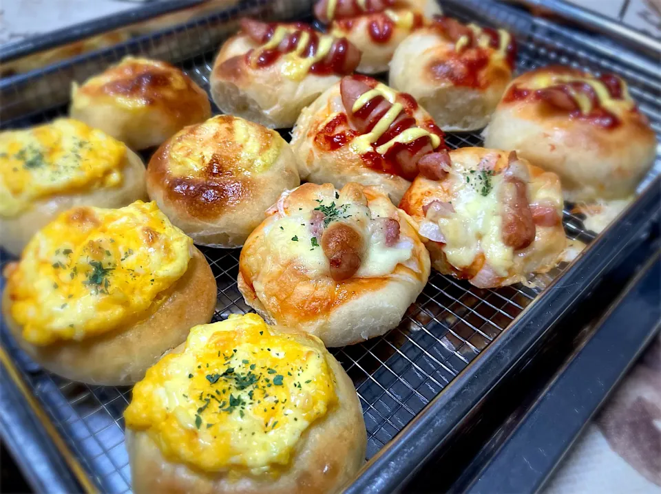 ウインナー タマゴ 明太子マヨ ピザパン|c.Kuuu.mさん