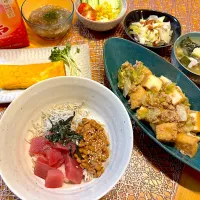🍴マグロしらす納豆丼|あみかさん