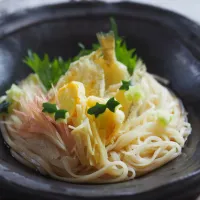 夏のキス天のせぶっかけ稲庭うどん|puchan_cafeさん
