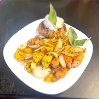 ジャーマンポテトと和風牛タン入りハンバーグ