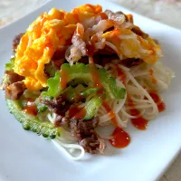 ゴーヤと牛肉の素麺チャンプル|ちゃちゃ💐さん