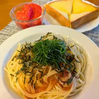 ☆明太子パスタ　☆トースト　☆トマト|chikakoさん