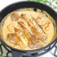  【激ウマ高コスパ第4弾！🎯】長ねぎと舞茸のクリーミー豆乳味噌ソース🍻