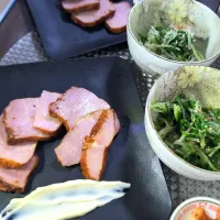 焼豚＆水菜と玉ねぎのサラダ|テケテケさん