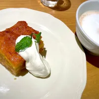 アップルパイ、カフェオレ