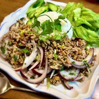 ラープ  赤唐辛子入れすぎて辛かった！|リフルシャッフルさん