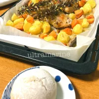 ＊ミルクパンときのこ麹チキンと野菜のオーブン焼き♬＊|ultramarineさん