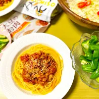 大豆ミートとつぶみそのミートソースパスタ|hrk219mtさん