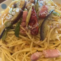 ねぎと茄子とベーコンの和風スパゲティ|masaさん