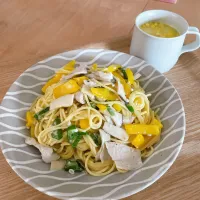 豚肉と夏野菜のペペロンチーノ🍝