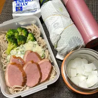 ⚾️部活弁当　鴨ハムのせぶっかけざる蕎麦、カルピス氷、捕食|柚子きりかさん