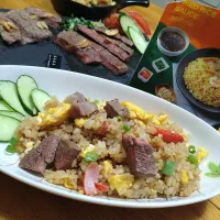 カオパット🇹🇭でお肉のせ〜ペッパーランチ風😄
