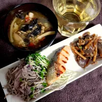 鮭ときんぴらで晩ごはん|もりぞうさん