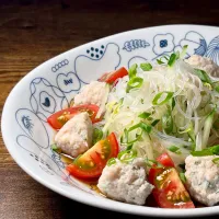 💫レシピあり💫香味鶏団子の冷やしシャキシャキ春雨麺|biskesさん