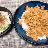 ガパオライス（たまご失敗版）、とうふソーメン|とめさん