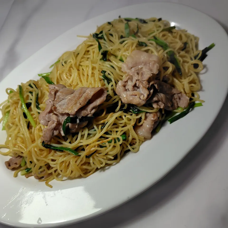 豚ばら肉と青ネギのオイスターソース焼きそば|ハイドランジアさん