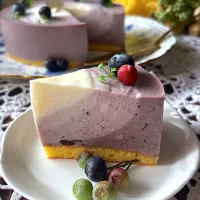 🫐ブルーベリーのレアチーズケーキ| とんちんさん
