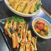 春巻き・ちくわ大葉チーズ揚げ・トマトの甘酢🌺|chiyukiさん