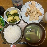 夕食　ビンチョウマグロの唐揚げ|ATさん