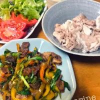 ＊牛肉とパプリカのオイスターソースと冷しゃぶサラダで晩ごはん♬＊| ultramarineさん