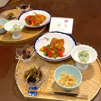 厚揚げ肉巻き、雷干し胡瓜和え物、自家製しば漬け| papinさん