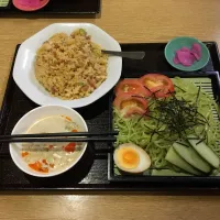 つけ冷やし坦々麺Aセット(1080円):つけ冷やし坦々麺、炒飯、香の物(夕飯、台湾料理『祥瑞』)|enarinさん