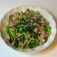 小松菜と豚肉のオイスターソース炒め