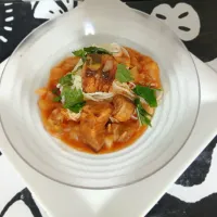 冷やし素麺ひんやりトマトシチューソースがけ(*´艸`)